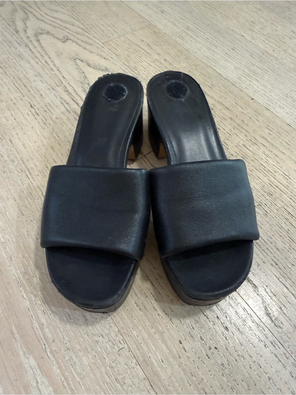 Vince Black Padded Slide Heeled Sandals